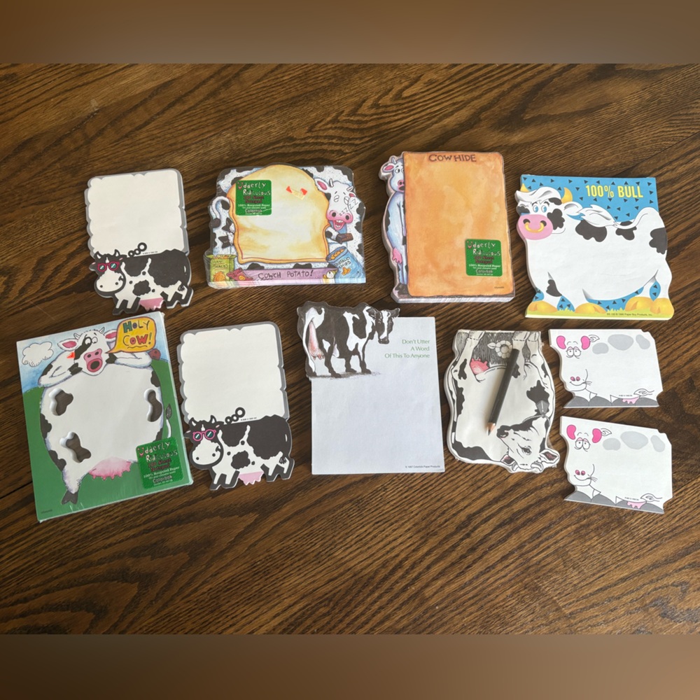 Cow-Themed Notepad Set (10 total)